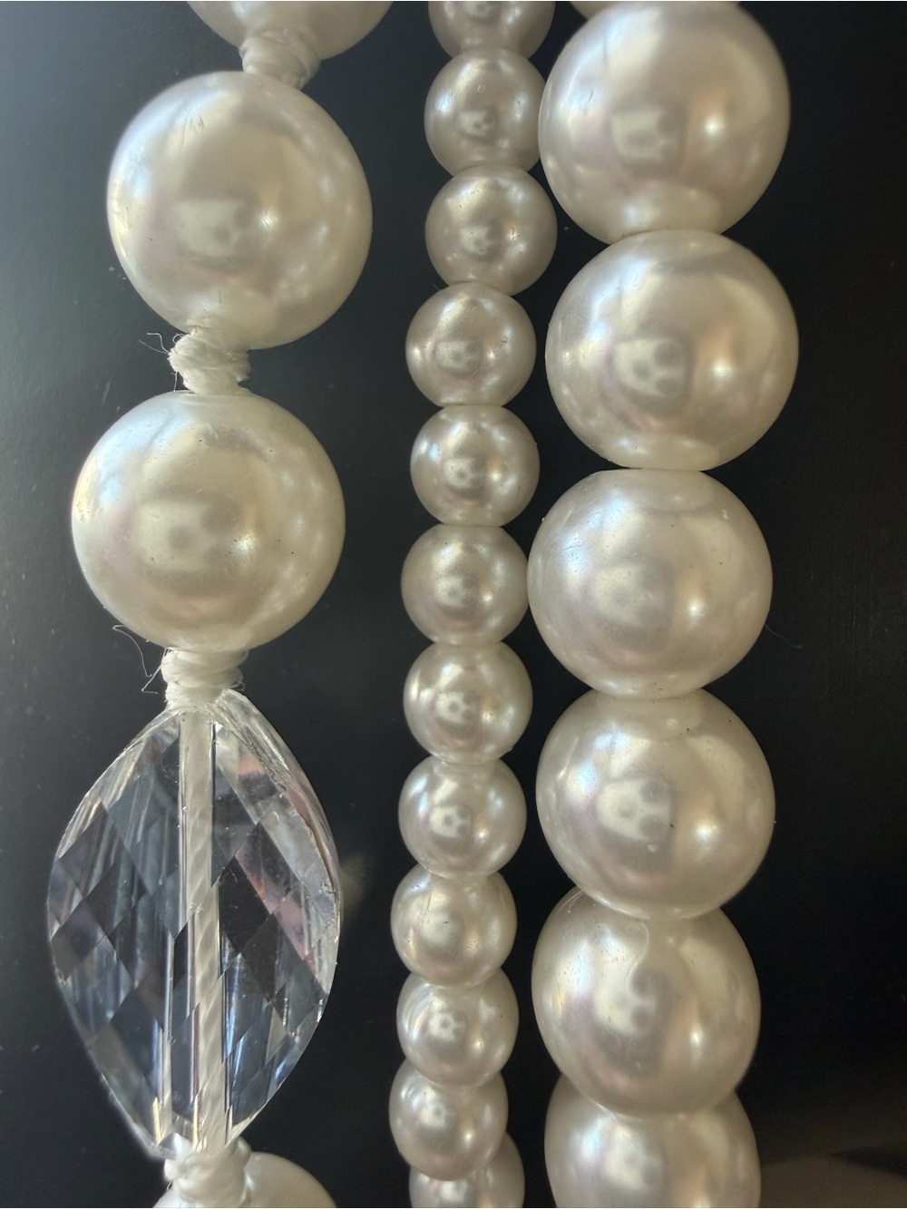 White House Black Market Layered imitation Pearl and Crystal Necklace - White - Picture 4 of 5